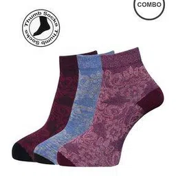 dollar Pack of 3 Floral Ankle-Length Socks-picture-18