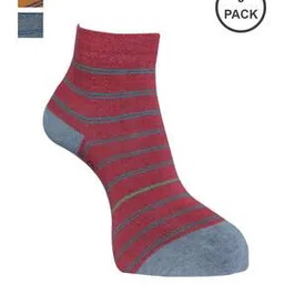 dollar Pack of 3 Stripped Ankle-Length Socks-picture-26