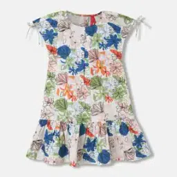 blue giraffe Floral Print A-Line Dress-picture-30