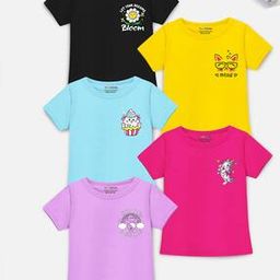 trampoline Pack of 5 Girls Regular Fit Round-Neck T-Shirts-picture-24