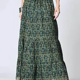 rue collection Floral Print Flared Skirt with Elasticated Waist-picture-38