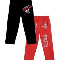 fashionable Pack of 2 Boys Typographic Print Straight Track Pants-picture-11