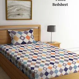 arrabi 200 GSM Floral Print Single Fitted Bedsheet with Pillow Cover-picture-34