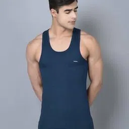 Men Combed Cotton Vest with Brand Print-image-84