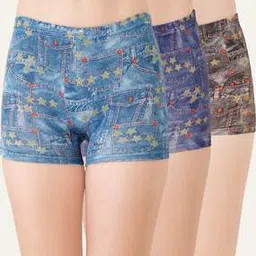 lady lyka Women Pack of 3 Printed Boyshorts with Elasticated Waistband-picture-26
