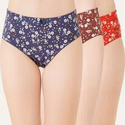 lady lyka Women Pack of 3 Floral Print Hipster Panties with Elasticated Waistband-picture-47