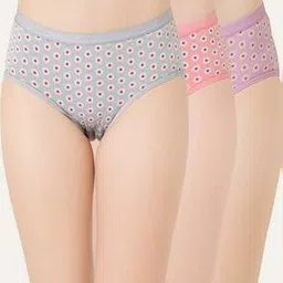 lady lyka Women Pack of 3 Geometric Print Hipster Panties with Elasticated Waistband-picture-20