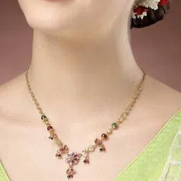 Women Gold-Plated Beaded Short Necklace-image-3