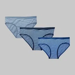gialon Women Pack of 3 Striped Cotton Briefs-picture-22