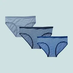 gialon Women Pack of 3 Striped Cotton Briefs-picture-11