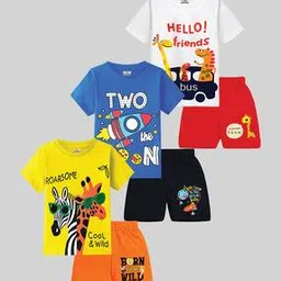kuchipoo Boy Pack of 3 Graphic Print Shorts & T-Shirts-picture-16