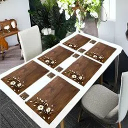 cread craft Set of 12 Floral Print Placemats & Tea Coasters-picture-31
