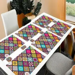 cread craft Set of 12 Floral Print Placemats & Tea Coasters-picture-33