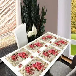 cread craft Set of 12 Floral Print Placemats & Tea Coasters-picture-44