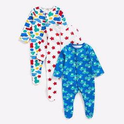 mothercare Pack of 3 Printed Sleepsuits-picture-20
