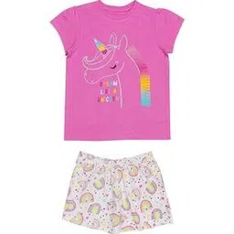 h by hamleys Unicorn Print Round-Neck T-shirt & Shorts Set-picture-21