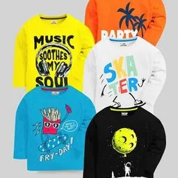 kuchipoo Pack of 5 Boys Printed Relaxed Fit Round-Neck T-Shirt-picture-15