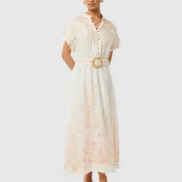 forever new Women A-Line Floral Dress with Band Collar image 1