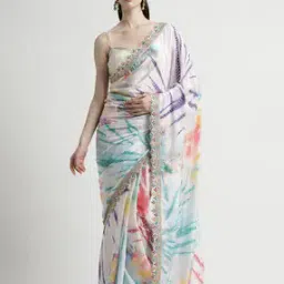 jaipur kurti Women Tie & Dye Saree with Contrast Border-picture-50