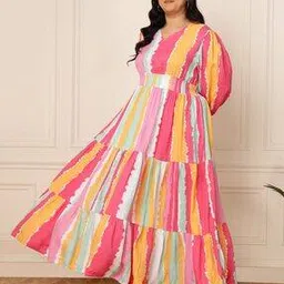 deebaco Women Printed V-Neck Tiered Dress-picture-47