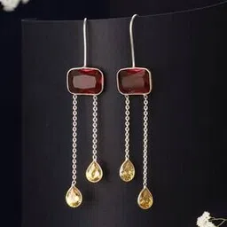 saraf rs jewellery Women Silver-Plated Stone-Studded Dangler Earrings-picture-30
