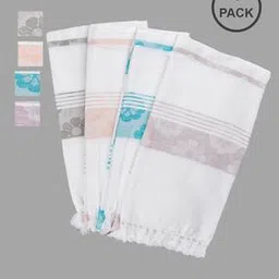 ramraj cotton Pack of 4 Floral Print Bath Towel-picture-34