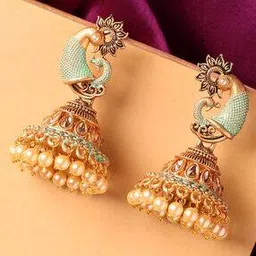 fabula ECK21-Meenakari Jhumkas with Pearl Drops-picture-32
