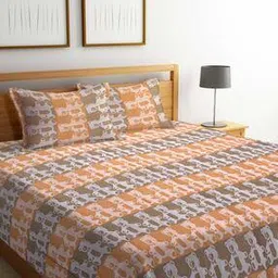 klotthe 250 TC Teddy Printed Pure Cotton King Bed Cover with Pillow Covers-picture-27