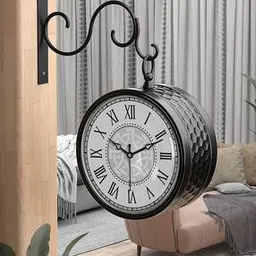 random Double-Sided Vintage Metal Station Wall Clock-picture-51