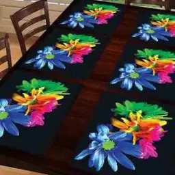 revexo Set of 6 Floral Print Rectangle Placemats-picture-47