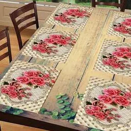 revexo Set of 6 Floral Print Rectangle Placemats-picture-42