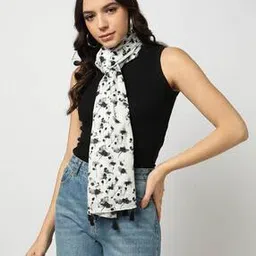 Women Floral Print Scraf with Tassels-image-21