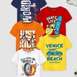 trampoline Pack of 5 Boyd Typographic Print Regular Fit Round-Neck T-Shirts-picture-20