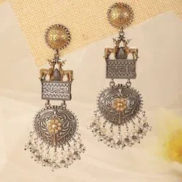 saraf rs jewellery Women Oxidized Dual-Tone Chandbali-picture-33