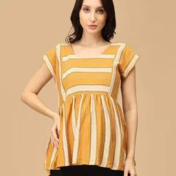 the mom store Women Striped Relaxed Fit Top image 1