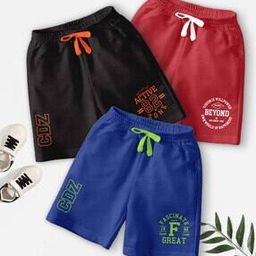 codez Boys Pack of 3 Brand Print Regular Fit Shorts-picture-39