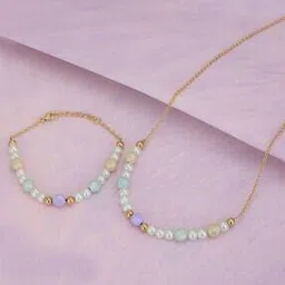 carlton london Girls Gold-Plated Beaded Necklace Set-picture-33