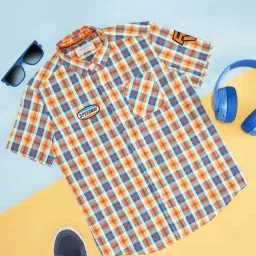 pantaloons junior Boy Regular Fit Checked Spread-Collar Shirt image 1