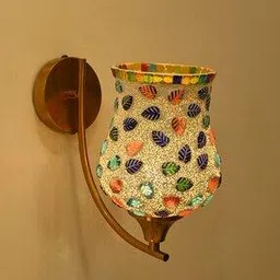 afast Leaf Pattern Glass Wall Lamp with Metal Base-picture-28