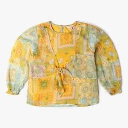 point cove Girls Printed Slim Fit Top with Tie-Up-picture-25