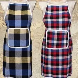 revexo Set of 2 Checked Aprons with Patch Pocket-picture-27