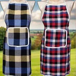 revexo Set of 2 Checked Aprons with Patch Pocket-picture-34