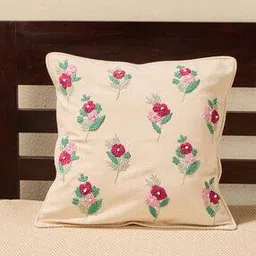fabindia Embroidered Square Cushion Cover 16"X16"-picture-52