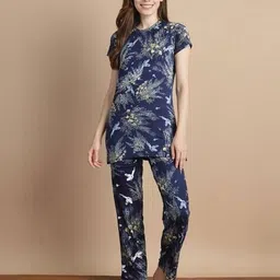 jinfo Women Abstract Knitted Top & Pyjamas Set image 1