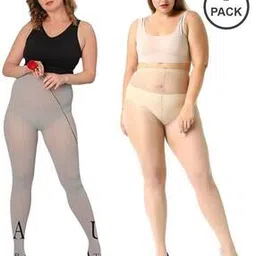 Women Pack of 2 High-Rise Sheer Stockings with Elasticated Waistband-image-46