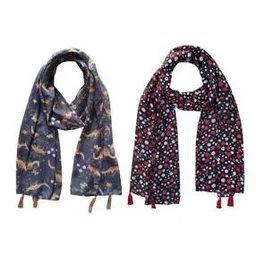 jvnine Pack of 2 Floral Print Scarves with Tassels-picture-28