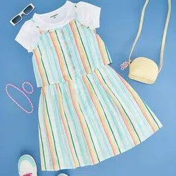 pantaloons junior Girl Striped Regular Fit Dungarees-picture-24
