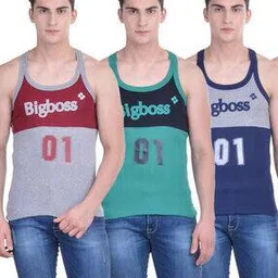 dollar bigboss Pack of 5 Men Solid Cotton Racerback Styled Gym Vest-picture-13