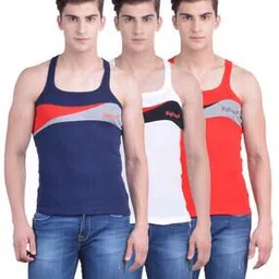 Pack of 3 Men Solid Super Combed Cotton Racerback Styled Gym Vest-image-67