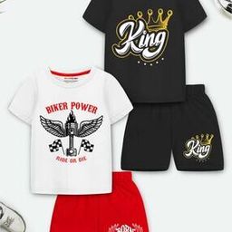 trampoline Boys Pack of 2 Typographic Pattern Shorts & T-Shirt Set-picture-16